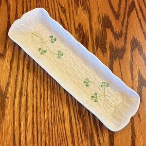 NWT Belleek Irish Porcelain Shamrock Mint Tray from 1990s Handcrafted in Ireland